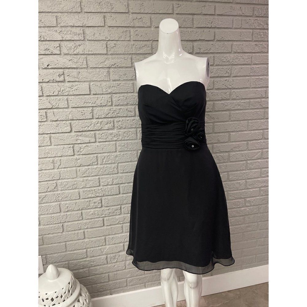 Forever Yours Black Strapless Rhinestone Fit & Flare Dress Size 6